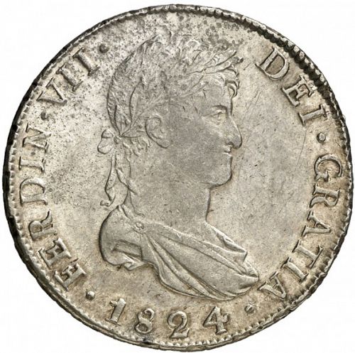 8 Reales Obverse Image minted in SPAIN in 1824J (1808-33  -  FERNANDO VII)  - The Coin Database
