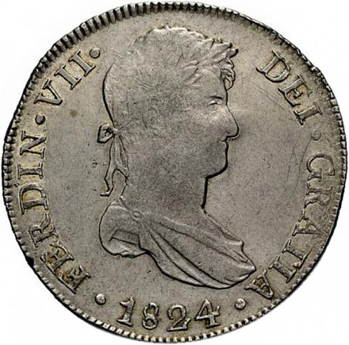 8 Reales Obverse Image minted in SPAIN in 1824T (1808-33  -  FERNANDO VII)  - The Coin Database