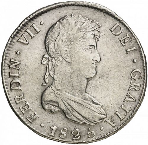 8 Reales Obverse Image minted in SPAIN in 1825J (1808-33  -  FERNANDO VII)  - The Coin Database