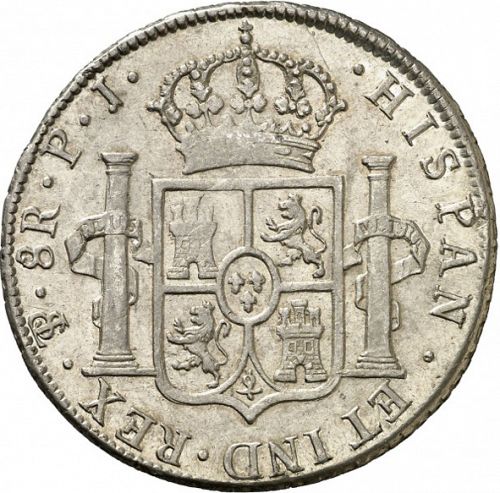 8 Reales Reverse Image minted in SPAIN in 1808PJ (1808-33  -  FERNANDO VII)  - The Coin Database