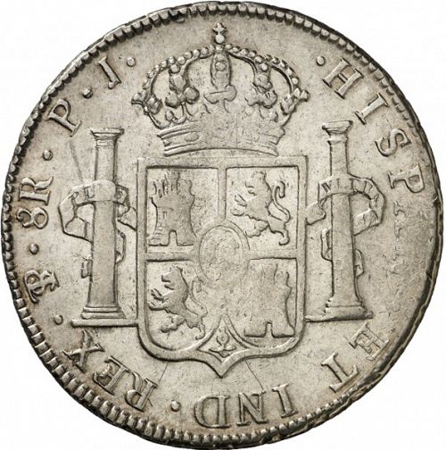 8 Reales Reverse Image minted in SPAIN in 1809PJ (1808-33  -  FERNANDO VII)  - The Coin Database