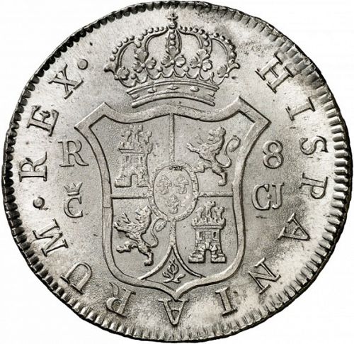 8 Reales Reverse Image minted in SPAIN in 1812CJ (1808-33  -  FERNANDO VII)  - The Coin Database