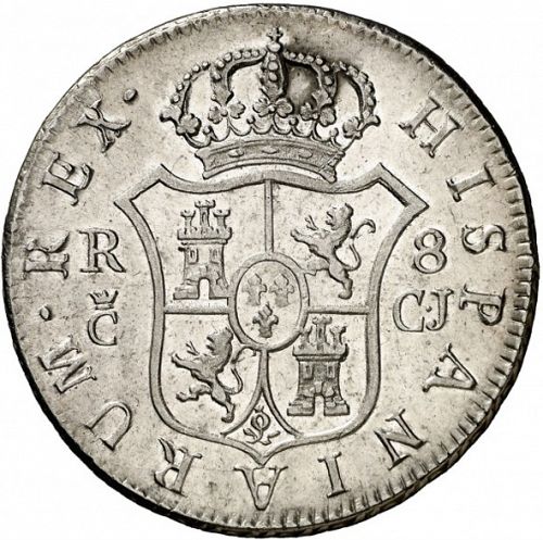 8 Reales Reverse Image minted in SPAIN in 1814CJ (1808-33  -  FERNANDO VII)  - The Coin Database
