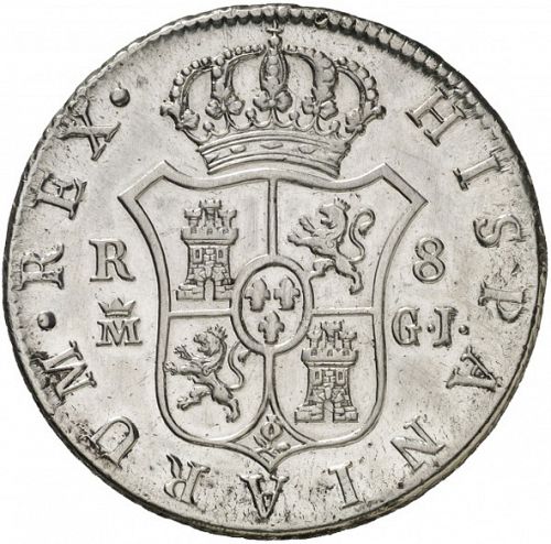 8 Reales Reverse Image minted in SPAIN in 1814GJ (1808-33  -  FERNANDO VII)  - The Coin Database