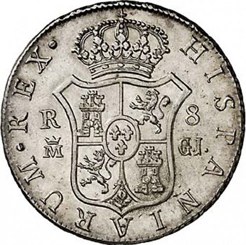 8 Reales Reverse Image minted in SPAIN in 1814GJ (1808-33  -  FERNANDO VII)  - The Coin Database