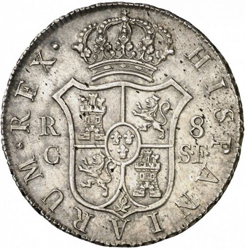 8 Reales Reverse Image minted in SPAIN in 1814SF (1808-33  -  FERNANDO VII)  - The Coin Database