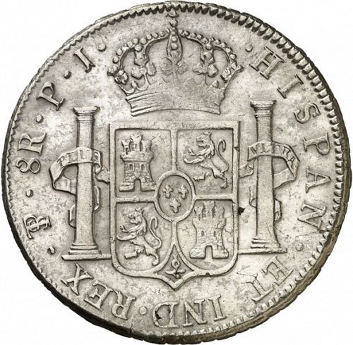 8 Reales Reverse Image minted in SPAIN in 1815PJ (1808-33  -  FERNANDO VII)  - The Coin Database