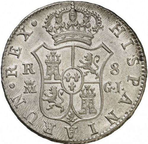 8 Reales Reverse Image minted in SPAIN in 1816GJ (1808-33  -  FERNANDO VII)  - The Coin Database