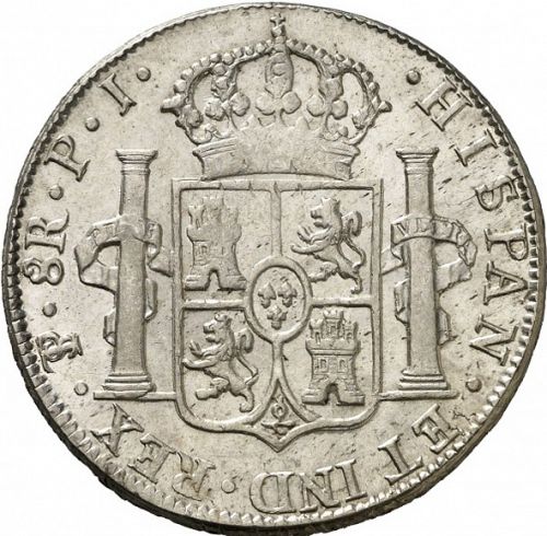 8 Reales Reverse Image minted in SPAIN in 1816PJ (1808-33  -  FERNANDO VII)  - The Coin Database