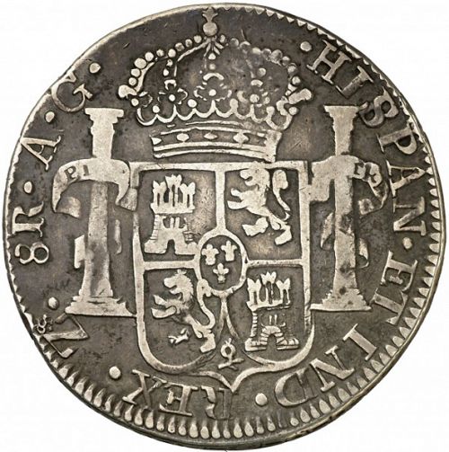 8 Reales Reverse Image minted in SPAIN in 1817AG (1808-33  -  FERNANDO VII)  - The Coin Database