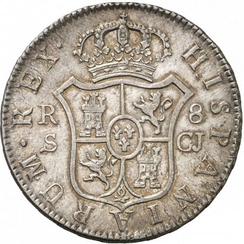 8 Reales Reverse Image minted in SPAIN in 1817CJ (1808-33  -  FERNANDO VII)  - The Coin Database