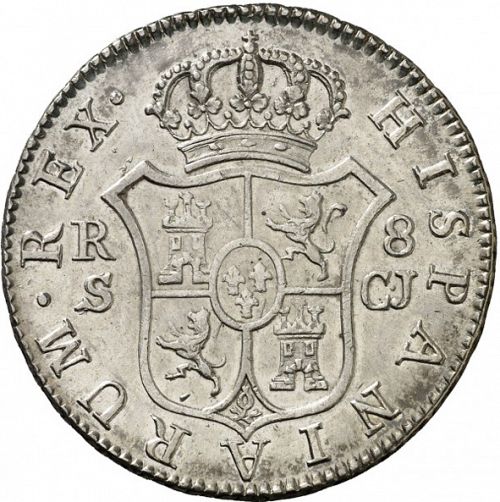 8 Reales Reverse Image minted in SPAIN in 1818CJ (1808-33  -  FERNANDO VII)  - The Coin Database