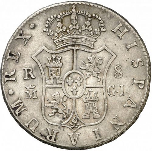 8 Reales Reverse Image minted in SPAIN in 1818GJ (1808-33  -  FERNANDO VII)  - The Coin Database