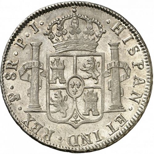 8 Reales Reverse Image minted in SPAIN in 1822PJ (1808-33  -  FERNANDO VII)  - The Coin Database