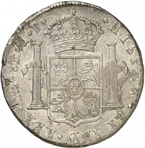 8 Reales Reverse Image minted in SPAIN in 1823JP (1808-33  -  FERNANDO VII)  - The Coin Database