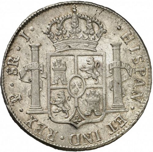 8 Reales Reverse Image minted in SPAIN in 1824J (1808-33  -  FERNANDO VII)  - The Coin Database