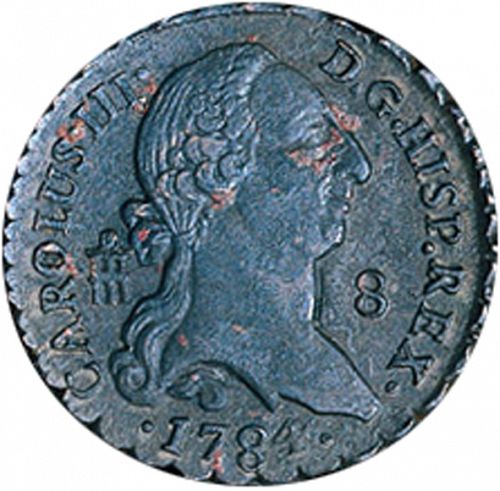 8 Maravedies Obverse Image minted in SPAIN in 1784 (1759-88  -  CARLOS III)  - The Coin Database