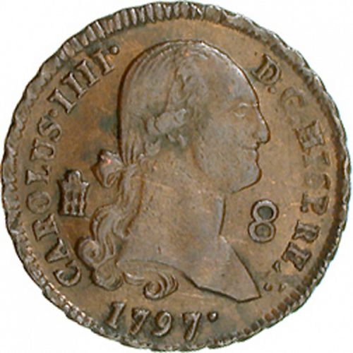 8 Maravedies Obverse Image minted in SPAIN in 1797 (1788-08  -  CARLOS IV)  - The Coin Database