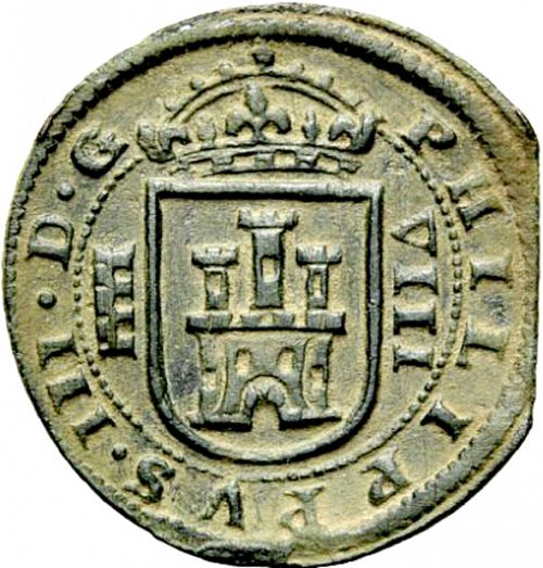 8 Maravedies Obverse Image minted in SPAIN in 1619 (1598-21  -  FELIPE III)  - The Coin Database