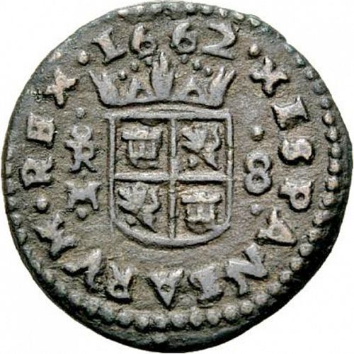 8 Maravedies Reverse Image minted in SPAIN in 1662M (1621-65  -  FELIPE IV)  - The Coin Database