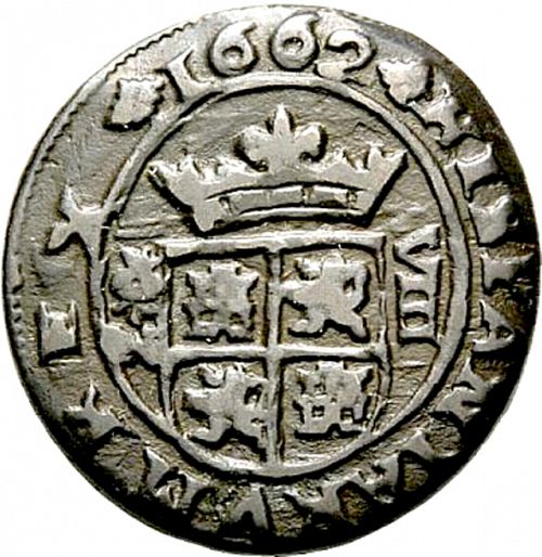 8 Maravedies Reverse Image minted in SPAIN in 1662N (1621-65  -  FELIPE IV)  - The Coin Database