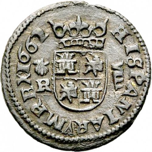 8 Maravedies Reverse Image minted in SPAIN in 1662R (1621-65  -  FELIPE IV)  - The Coin Database