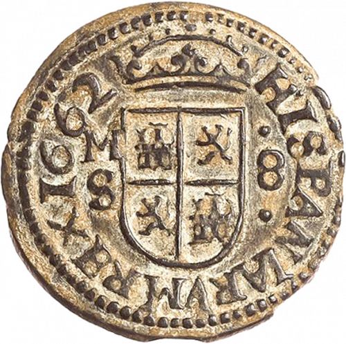 8 Maravedies Reverse Image minted in SPAIN in 1662S (1621-65  -  FELIPE IV)  - The Coin Database