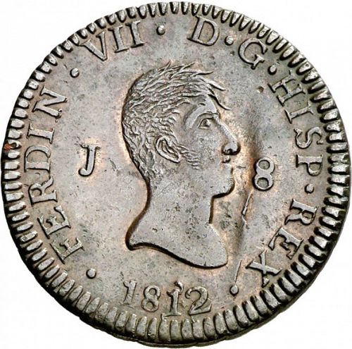 8 Maravedies Obverse Image minted in SPAIN in 1812 (1808-33  -  FERNANDO VII)  - The Coin Database