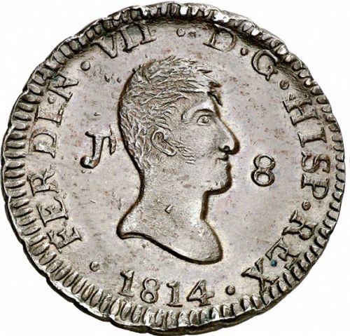 8 Maravedies Obverse Image minted in SPAIN in 1814 (1808-33  -  FERNANDO VII)  - The Coin Database