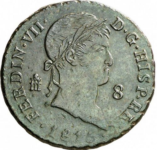 8 Maravedies Obverse Image minted in SPAIN in 1815 (1808-33  -  FERNANDO VII)  - The Coin Database