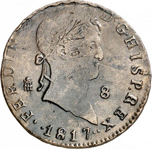 8 Maravedies Obverse Image minted in SPAIN in 1817 (1808-33  -  FERNANDO VII)  - The Coin Database