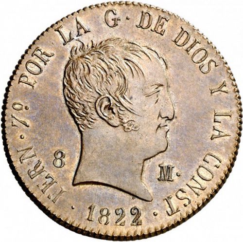 8 Maravedies Obverse Image minted in SPAIN in 1822 (1808-33  -  FERNANDO VII)  - The Coin Database