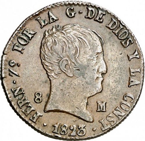 8 Maravedies Obverse Image minted in SPAIN in 1823 (1808-33  -  FERNANDO VII)  - The Coin Database