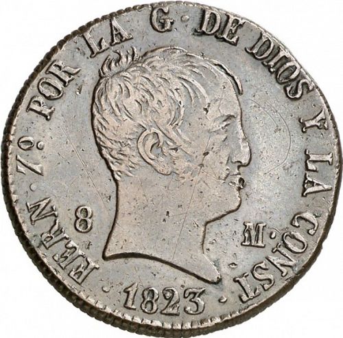 8 Maravedies Obverse Image minted in SPAIN in 1823 (1808-33  -  FERNANDO VII)  - The Coin Database