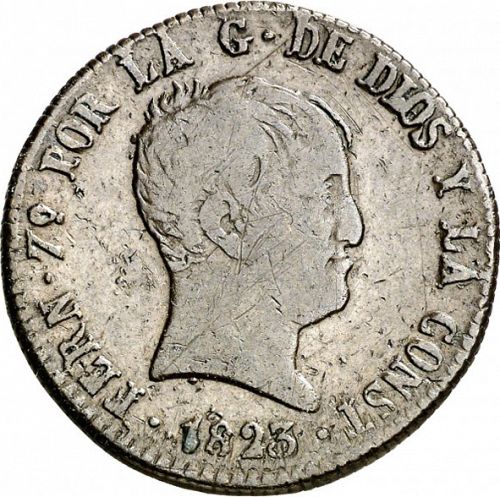 8 Maravedies Obverse Image minted in SPAIN in 1823 (1808-33  -  FERNANDO VII)  - The Coin Database