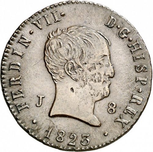 8 Maravedies Obverse Image minted in SPAIN in 1823 (1808-33  -  FERNANDO VII)  - The Coin Database