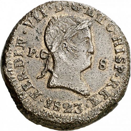 8 Maravedies Obverse Image minted in SPAIN in 1823 (1808-33  -  FERNANDO VII)  - The Coin Database