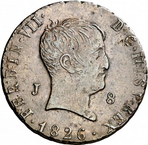 8 Maravedies Obverse Image minted in SPAIN in 1826 (1808-33  -  FERNANDO VII)  - The Coin Database