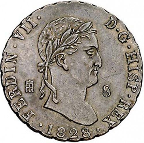 8 Maravedies Obverse Image minted in SPAIN in 1828 (1808-33  -  FERNANDO VII)  - The Coin Database
