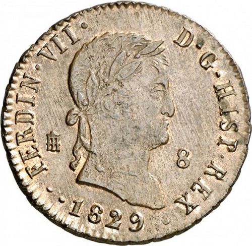 8 Maravedies Obverse Image minted in SPAIN in 1829 (1808-33  -  FERNANDO VII)  - The Coin Database