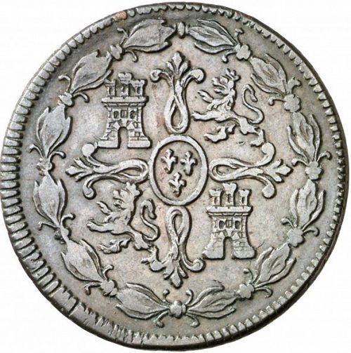 8 Maravedies Reverse Image minted in SPAIN in 1817 (1808-33  -  FERNANDO VII)  - The Coin Database