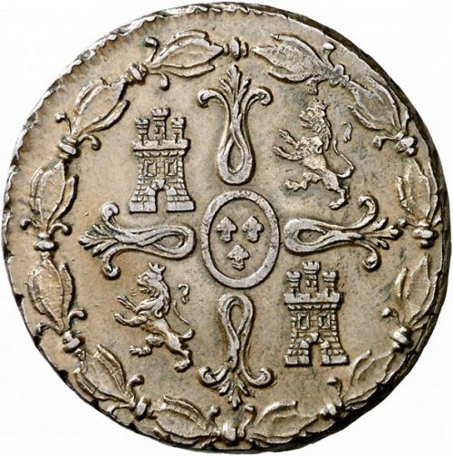 8 Maravedies Reverse Image minted in SPAIN in 1820 (1808-33  -  FERNANDO VII)  - The Coin Database