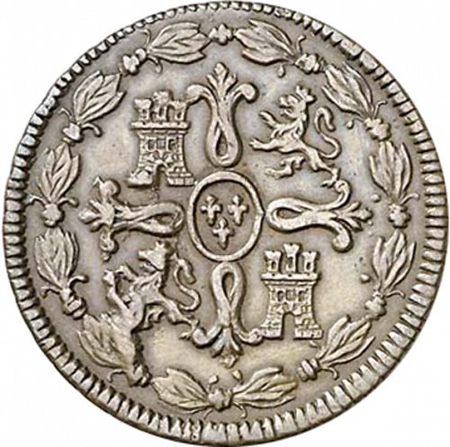 8 Maravedies Reverse Image minted in SPAIN in 1821 (1808-33  -  FERNANDO VII)  - The Coin Database