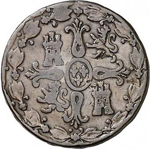 8 Maravedies Reverse Image minted in SPAIN in 1821 (1808-33  -  FERNANDO VII)  - The Coin Database