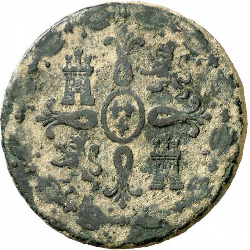 8 Maravedies Reverse Image minted in SPAIN in 1822 (1808-33  -  FERNANDO VII)  - The Coin Database