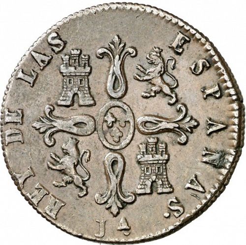 8 Maravedies Reverse Image minted in SPAIN in 1823 (1808-33  -  FERNANDO VII)  - The Coin Database