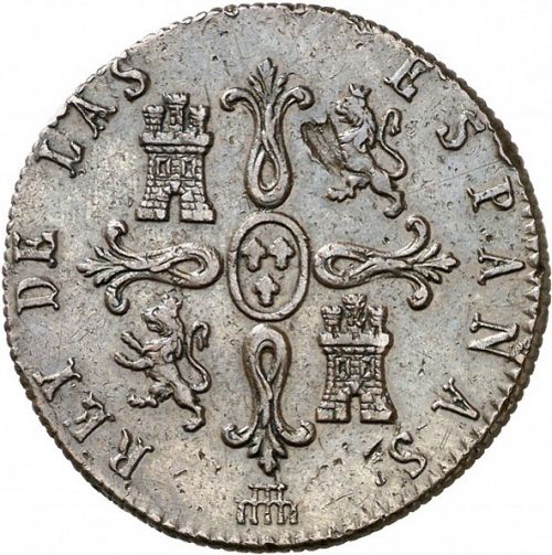 8 Maravedies Reverse Image minted in SPAIN in 1823 (1808-33  -  FERNANDO VII)  - The Coin Database