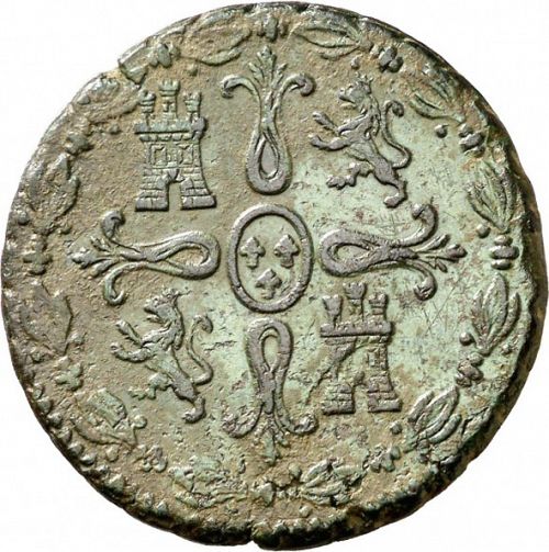 8 Maravedies Reverse Image minted in SPAIN in 1823 (1808-33  -  FERNANDO VII)  - The Coin Database