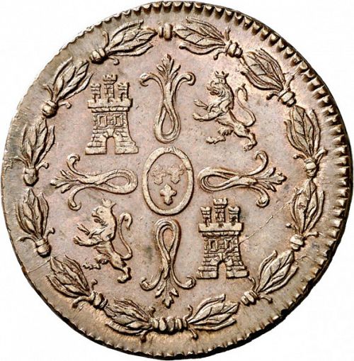 8 Maravedies Reverse Image minted in SPAIN in 1823 (1808-33  -  FERNANDO VII)  - The Coin Database