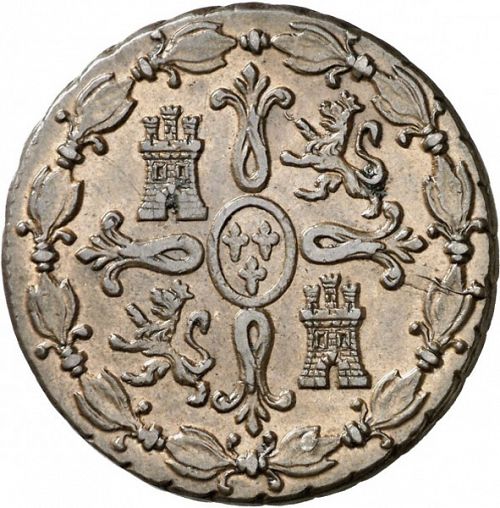 8 Maravedies Reverse Image minted in SPAIN in 1823 (1808-33  -  FERNANDO VII)  - The Coin Database